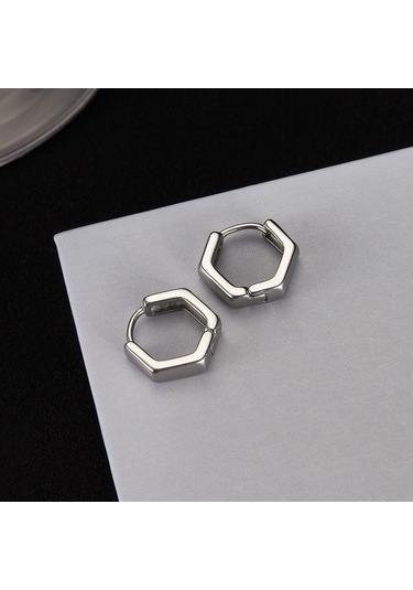 Flybuy Opk Ge936 1 Kişiselleştirilmiş Paslanmaz Çelik Geometrik Küpe, 16x14x4mm, 3g, Serin Stil, Paslanmaz Çelik Orta Boy