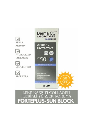 Derma CC Laboratories Forte Plus Leke Karşıtı Kolajen İçerikli Koruyucu Güneş Kremi SPF50+ 50 ML
