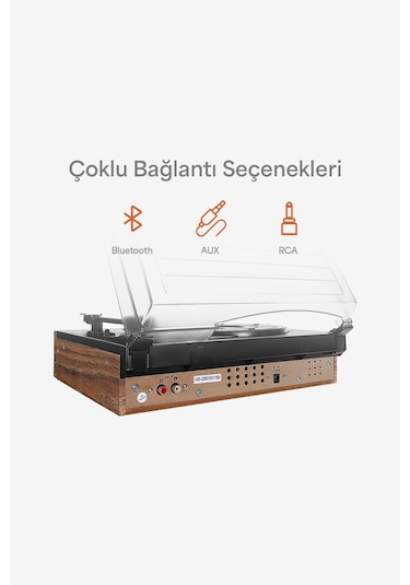 Doob Audio Db-9191 Rustik Dahili Hoparlörlü Bluetoothlu Ahşap Pikap
