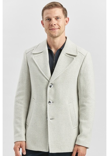 Kaşe Kırlangıç Yaka Desenli Astarlı Slim Fit Dar Kesim Klasik Mont 1007245150-taş Rengi Taş