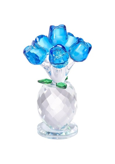 Şeffaf Taban Mini Cam Çiçek Heykeli Süsü Yapay Çiçek Figürin Yıl Dönümü Style 2