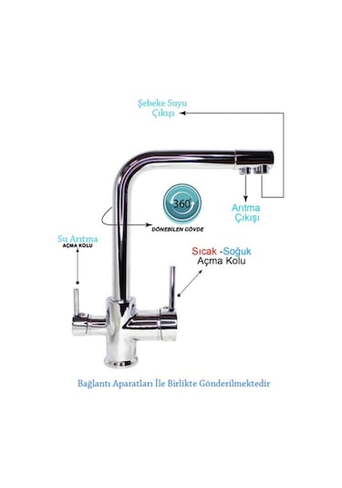 Paslanmaz Pirinç Arıtmalı Krom Eviye Bataryası Gri