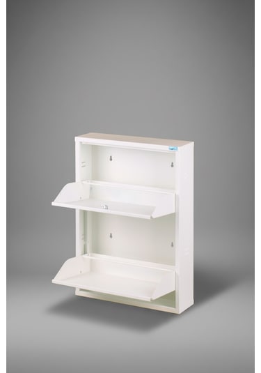 Lıccıa Metal Ayakkabılık 2 Li Kilitli Model Beyaz