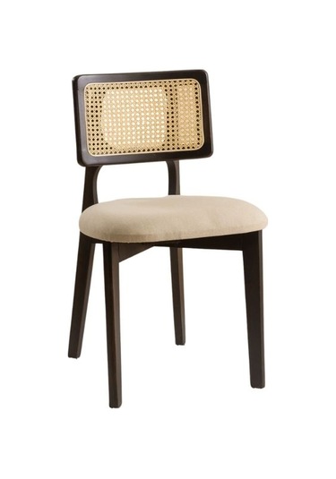 Zeus Bambu Hasırlı Ahşap Bohem Sandalye Siyah