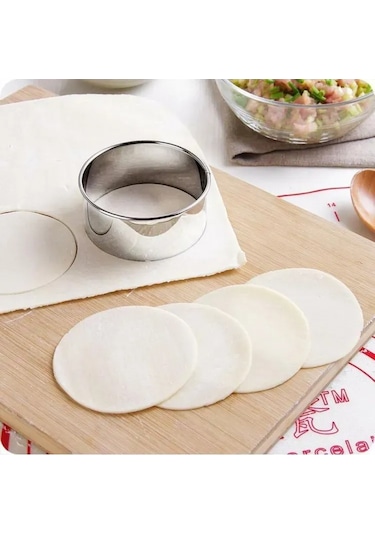 Youtek 3'lü Paslanmaz Çelik Hamur Kesici Kalıbı - Salata, Jöle, Manti Ve Pastane Hamuru Şekillendirici 7.5cm, 6.5cm, 5.5cm Gümüş