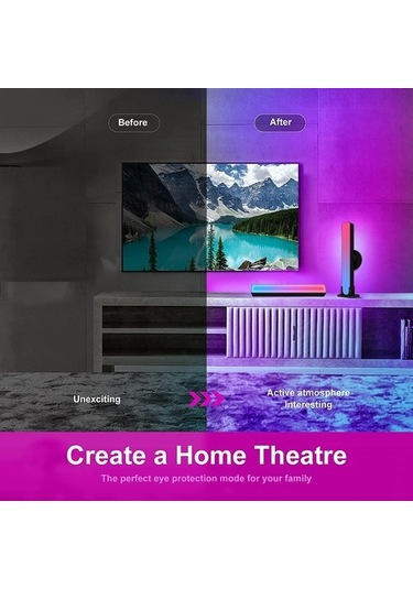 Szypzstore Led Işık Çubuğu Oyun Ortam Işığı Bluetooth Tv Arkaplan Işığı Rgb Efekti İle Müzik Senkronizasyonu Için Pc Tv Odası Dekor 2 Adet Abd Plug Leı2d4 Beyaz