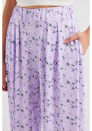 Bigdart 6665 Desenli Şalvar Pantolon - Lila 001