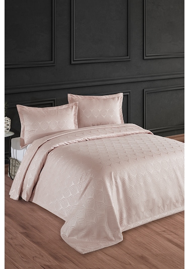Clasy Jakarlı Şönil Çift Kişilik Yatak Örtüsü 240x250cm Bej