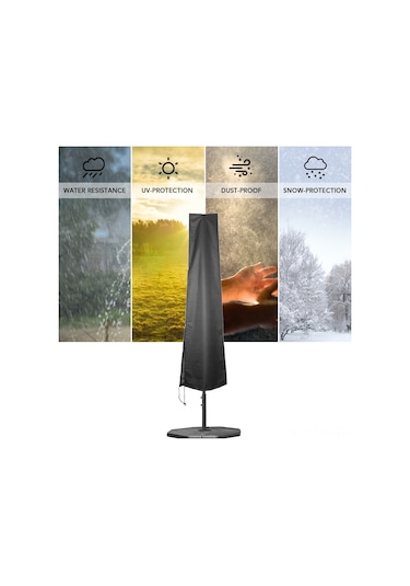 Geeroyoo 210d Oxford Kumaş Bahçe Şemsiyesi Koruma Kılıfı, Su Geçirmez Ve Toza Karşı Dayanıklı, Siyah, 190x50x30 Cm