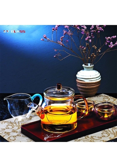 Morponi Borosilikat Cam Cam Kapaklı Ve Süzgeçli Gold Sap Demlik 800 Ml Tkb Aw2005 Şeffaf