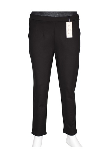 Barem Kadın Buse Rahat Kalıp Yan Cepli Orta Kalın Çelikli Siyah Pantolon Siyah