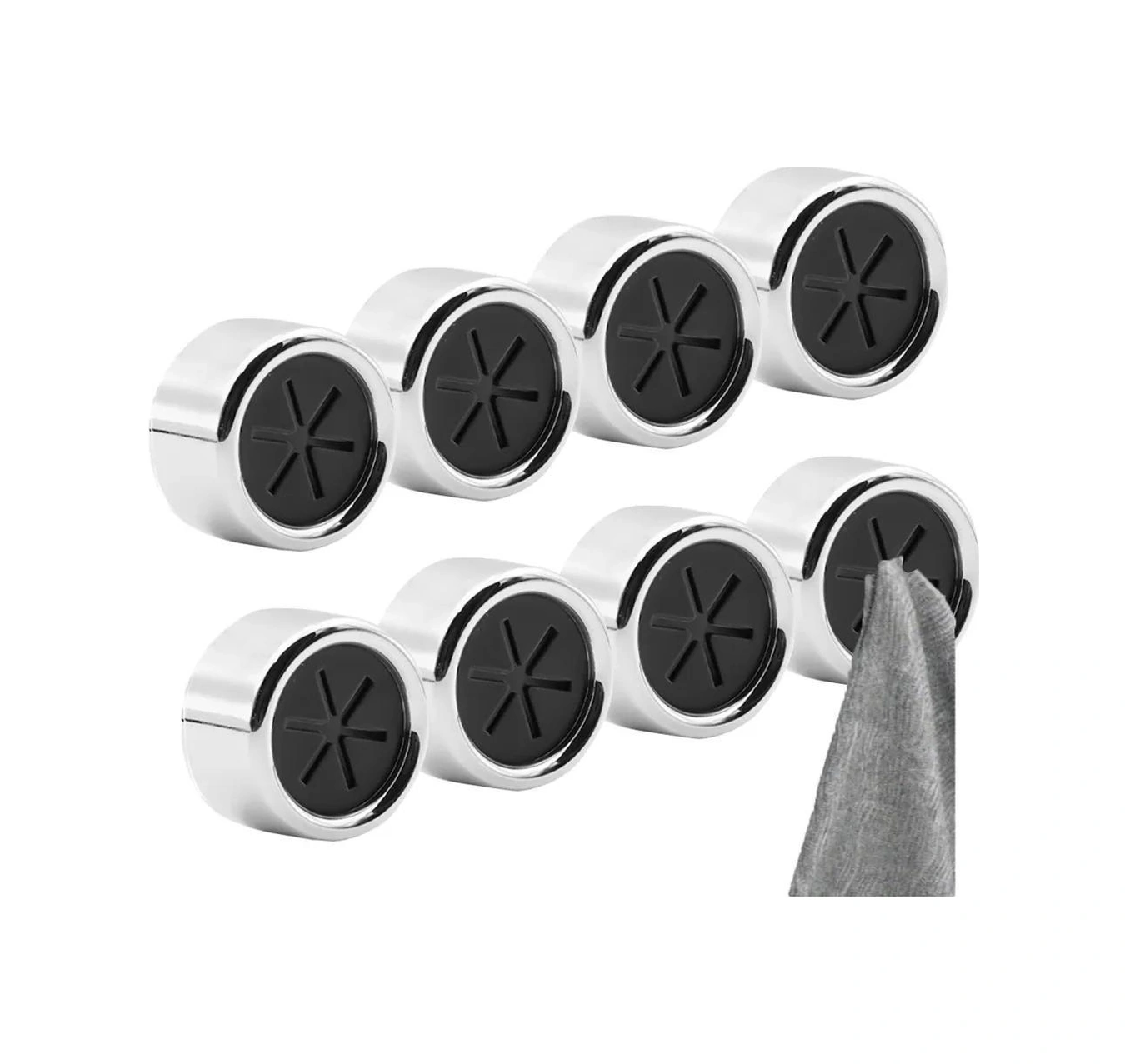 Youmex Abs Plastiği Banyo Kancaları 8 Adet - Yumuşak Silikon Klipsli, Çarpışma Güvenli, Kolay Kurulum Yapıştır/sıkma Gümüş