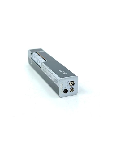 Slim Kare Metal Çakmak - Siyah/gümüş Renk - Taşlı Gazlı