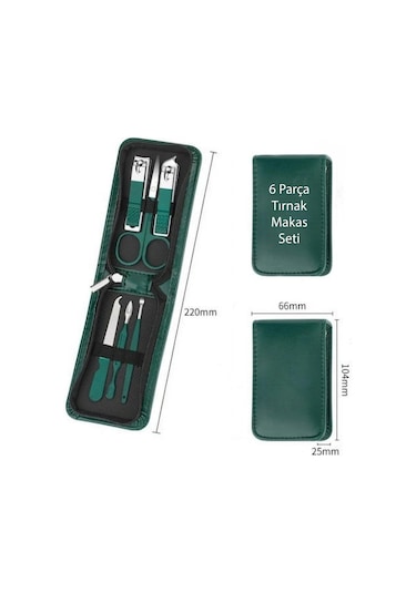 Hymark 6 Parça Deri Çantalı Manikür Pedikür Özel Tırnak Makası Seti