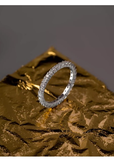 Sılverme 925 Ayar İnce Yol Desenli Gümüş Yüzük 94679835 Gri