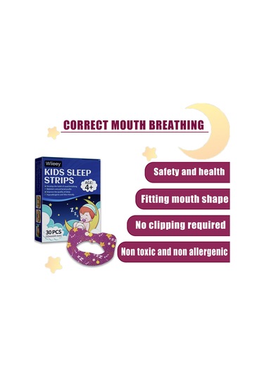 Suofeng "wiieey 30 Adet Çocuk Uyku Bantları - Nazal Nefes Almaya Yardımcı, Ağızdan Nefes Almayı Düzelten"