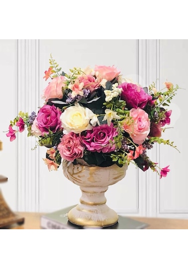 Yapay Çiçek Li Seramik Kupa Vazo Lu Arajman Nişan Çiçeği Kız İste N11.42