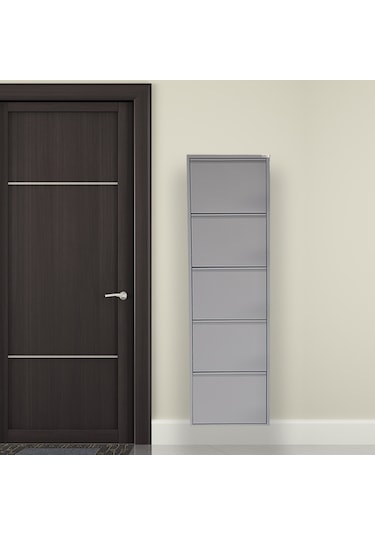 5'li Metal Ayakkabılık - Gri