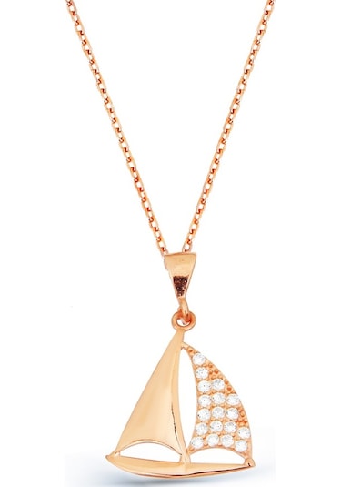 Argentum Concept - Zirkon Taşlı Gümüş Yelkenli Kolye