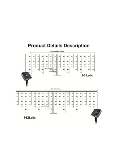 Fastbuy Turcoshop11 Güneş Enerjili 96 Led Işık Barları, Yatak Odası Bahçe Dış Mekan Dekor