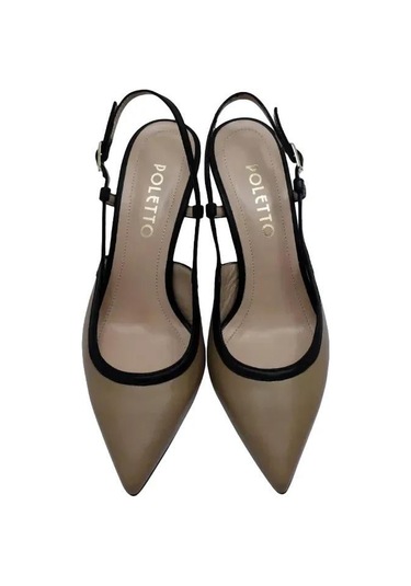 Poletto Hakiki Deri Gumus Ayakkabı Stiletto 9839 64-1136 GUMUS