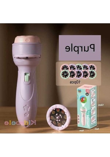 Gebibd Karikatür El Feneri 80 Desen 3d Proje Oyuncak Çocuklar İçin Mavi Mor