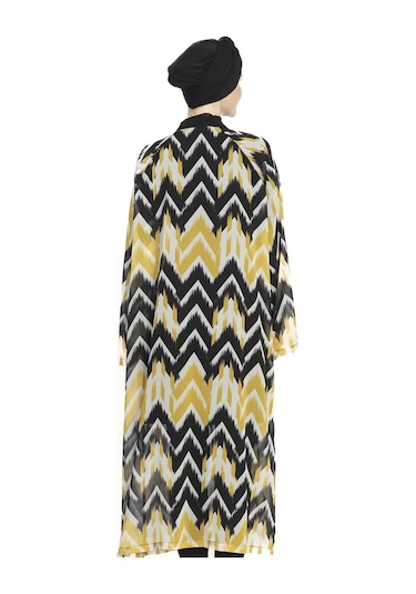 Haliç Mayo Tesettür Mayo Üzerine Tek Kaftan Pareo 6314 Sarı