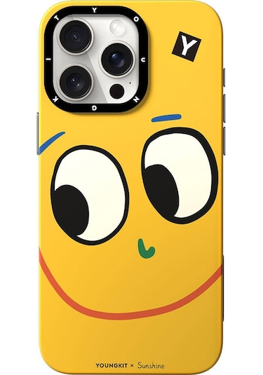 İphone 15 Pro Uyumlu Kılıf Magsafe Özellikli Sunshine Tasarımlı Youngkit Daily Happy Serisi Sarı