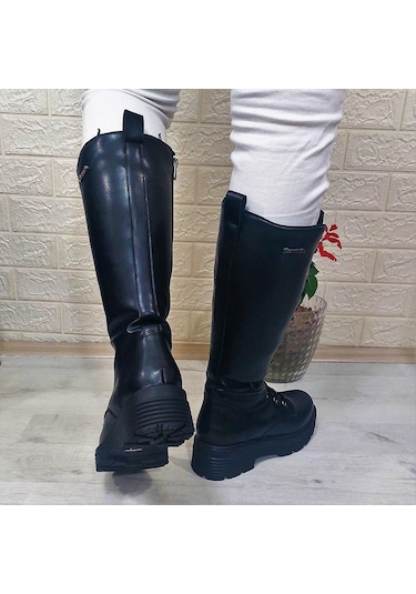 Pierre Cardin 52444 Siyah Fermuarlı Bağacaklı 41cm Bayan Çizme 001