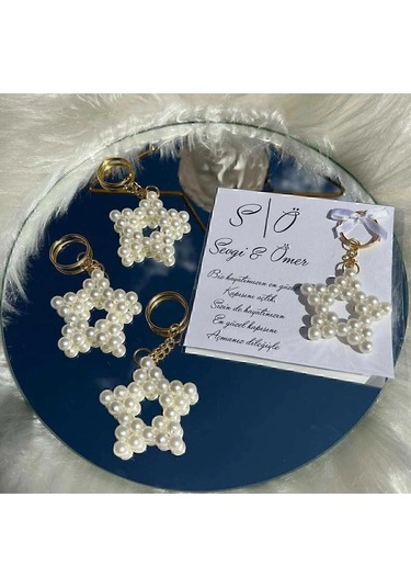 15 Adet İnci Yıldız Anahtarlık Nikah Düğün Kına Nişan Sünnet Hafizlik Vers. 36