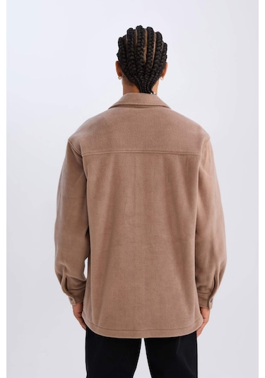 DeFacto Relax Fit Polar Uzun Kollu Gömlek A4782AX24WNBN571 Kahve