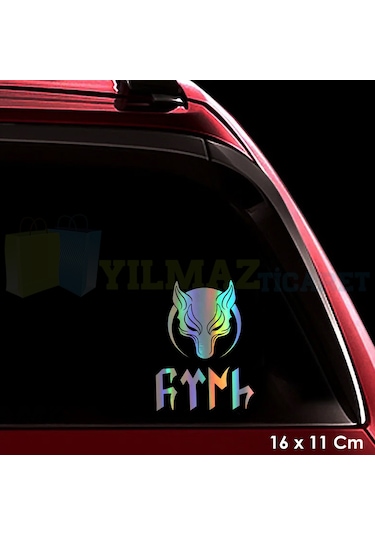 Türk Börü Göktürk Motosiklet Araba Hologram Oto Sticker Etiket Yapıştırma