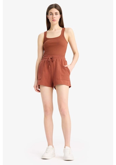 DeFacto Regular Fit Beli Bağcıklı Cepli Şort D3327AX25SPBR49 Bordo