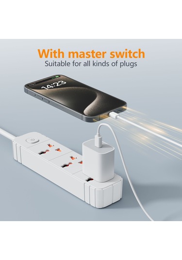 Joyjadehub Evrensel Güç Şeridi, Pc Yangına Dayanıklı Malzeme,