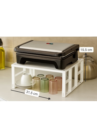 Metal Dolap İçi Raf, Bardak, Baharat, Tabak Düzenleyici Organizer, Alan Tasarrufu beyaz