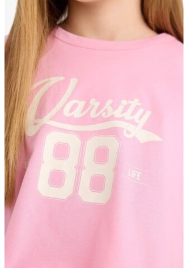 DeFacto Kız Çocuk 2'li Takım Bisiklet Yaka Tişört Fitilli Kaşkorse Elbise B4496A825SMPN82