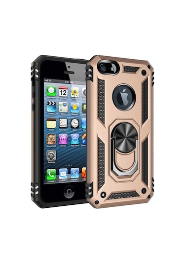Apple Uyumlu iPhone 5 Kılıf Zore Vega Kapak Gold