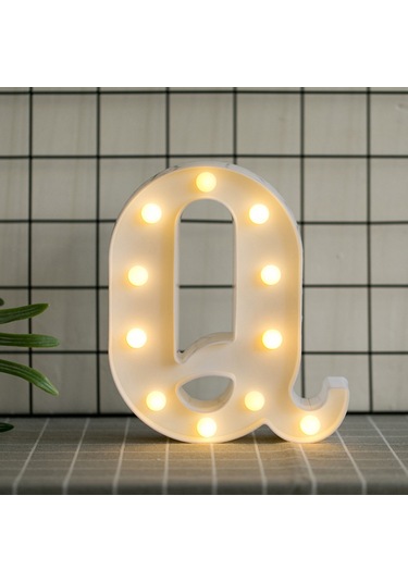 Shineyee Led Harf Işığı Q - Pvc Malzeme, Isı Beyaz Işık, Ev/parti Dekorasyonu, 3v Pil Beslemeli Pil Dahil Değil Diğer
