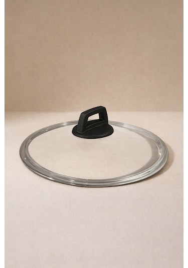 20 cm Pyrex Cam Kapak Bakalit Soft Siyah Tepeli