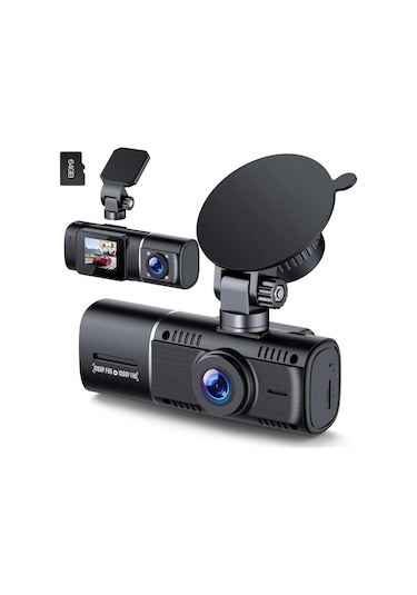 1080p Araç Içi Kamera, Çift Kayıt, Gece Görüşü, G-sensör, 64gb Sd Kart