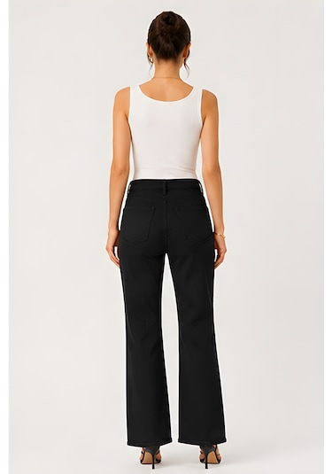 Lili Woman Kadın Siyah Bol Paça Denim Pantolon Ty.msm01s