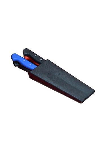 Plastik Bıçak Kütüklüğü 4 Lü - Kırmızı, Plastik, Kemerlikli Bıçak Çanta Çok Renkli