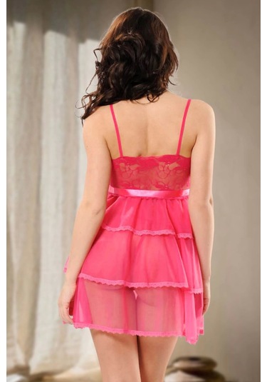 Zl Shoping Fuşya Dantel Gecelik - 621 S-m Fuşya
