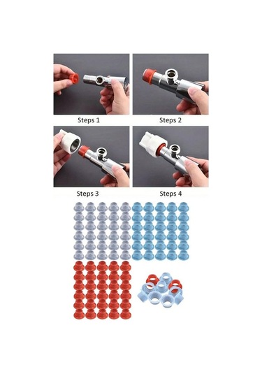 Maiyame Sızdırmazlık İçin 4 Parça Evrensel Musluk Contası - 100 Adet Şeffaf, Mavi, Kırmızı Silikon Conta Seti