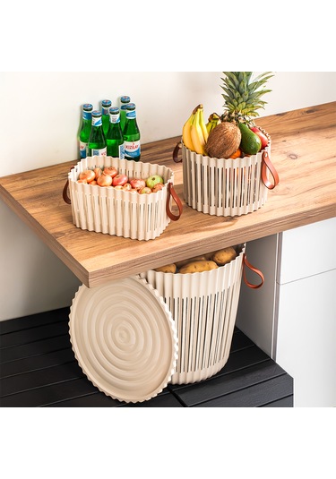 Porsima 4315 Cappuccino 3'lü Sepet Seti Banyo Mutfak Organizeri