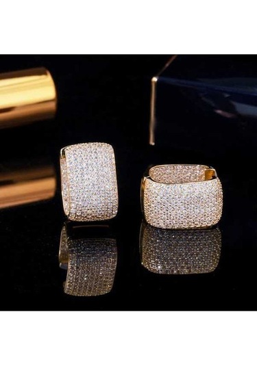 Novahub Altın Wwj Küpik Küpe Seti, 500 Adet Kübik Zirkonya, Kadın Altın Gümüş Küpe Altın