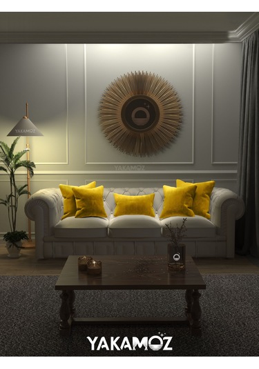 Br Yakamoz Güneş Sarısı Kırlent , Yastık Kılıfı Kadife Görünümlü Velvet Touch Serisi Güneş Sarısı