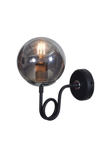 Luzarana Gali Krom-siyah Metal Gövde Füme Camlı Tasarım  Aplik Sarı