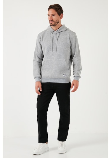 Buratti Regular Fit Kapüşonlu Kanguru Cepli Içi Tüylü Yumuşak Şardonlu Erkek Sweat 5905281 Gri Melanj