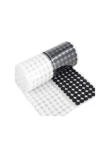 Arkası Yapışkanlı Yuvarlak Cırt Cırtlı Bant. Cırt Bant 1 Cm Genişlik-100 Çift-Beyaz